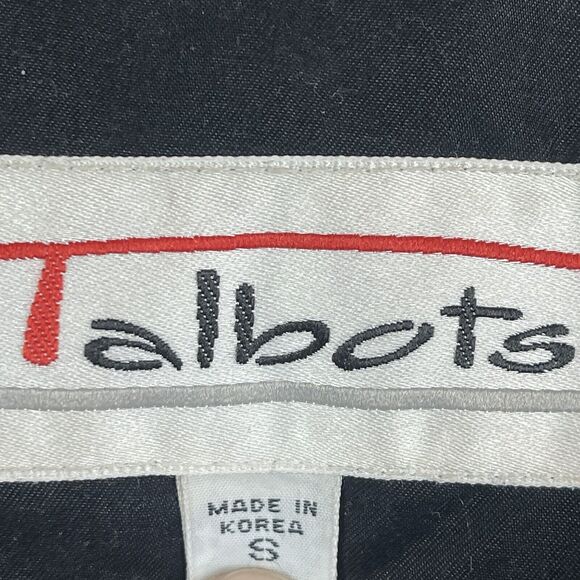 Talbots Womens Coat Jacket Sz S Black Vintage Faux Fur Hood Cool Weather Buttons - Picture 9 of 12